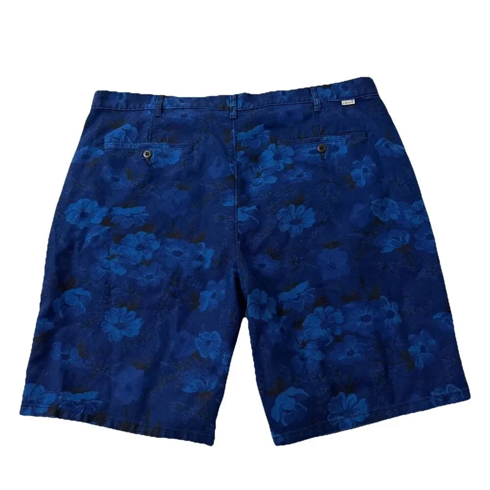 Levis Chino Shorts Mens 40 Blue Floral Print Hawaii Tropical Resortwear‎ Cotton